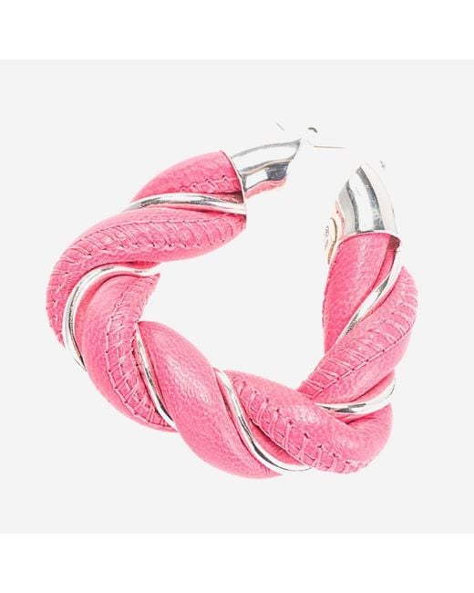 Bottega Veneta Pink Hoop Earrings & Lambskin