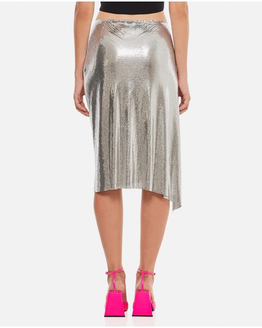 Rabanne Gray Draped Aluminum Midi Skirt