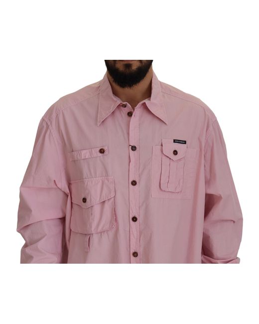 Dolce & Gabbana Purple Casual Button Down Long Sleeves Shirt Cotton for men