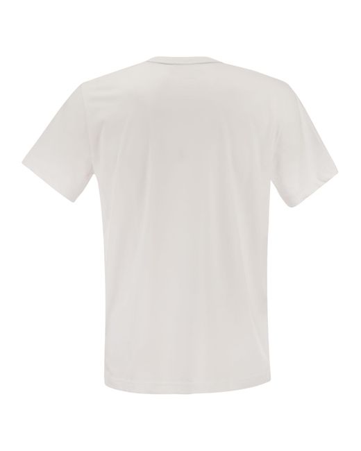 Fay White Cotton T-Shirt With Pocket for men