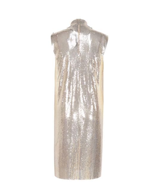 Sportmax White Metallic Mesh Dress With Cut Out