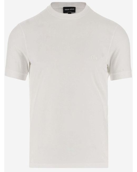 Giorgio Armani White Stretch Viscose T-Shirt With Logo for men