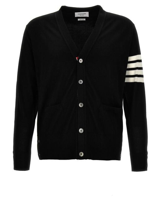 Thom Browne Black Merino Wool Cardigan for men
