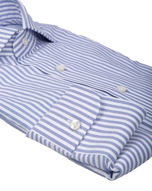 Barba Napoli Blue Barba Striped Cotton Shirt for men
