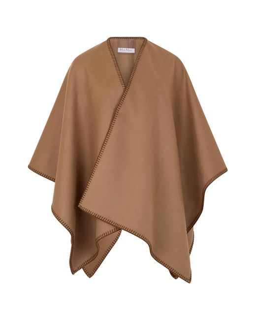 Max Mara Brown Cape Classic Virgin Wool Capes