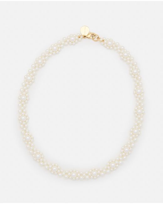 Simone Rocha White Crystal Daisy Chain Necklace