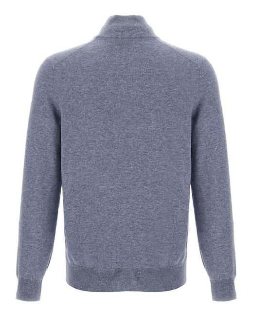 Brunello Cucinelli Blue Cashmere Turtleneck Sweater for men