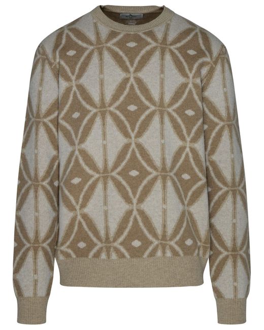 Etro Gray Beige Wool Sweater for men