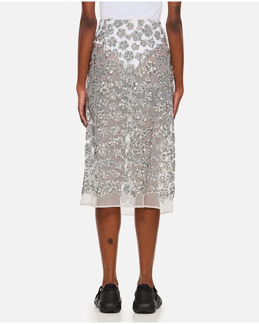 CECILIE BAHNSEN White Ariana Skirt Ume Floral Sequins