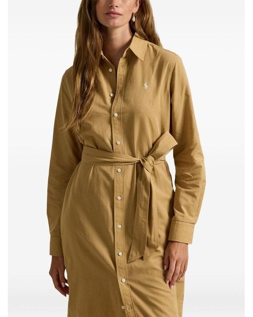 Polo Ralph Lauren Natural Midi Shirt Dress Cotton