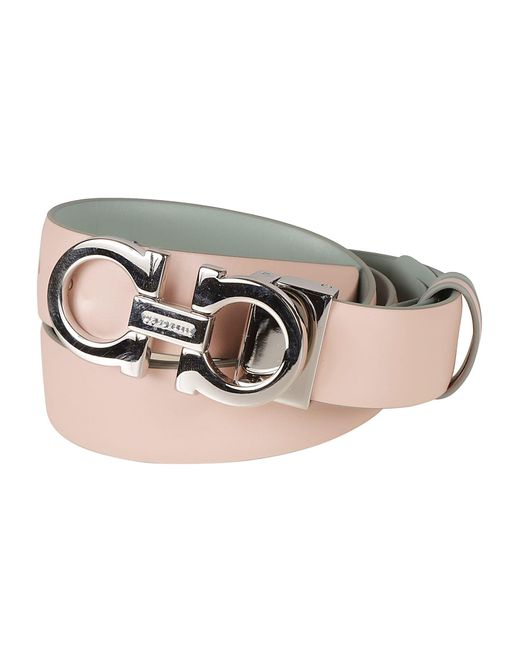 Ferragamo Pink Reversible Leather Belt