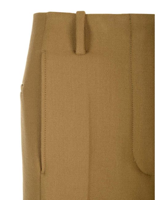 Tory Burch Natural Stretch Wool Trousers