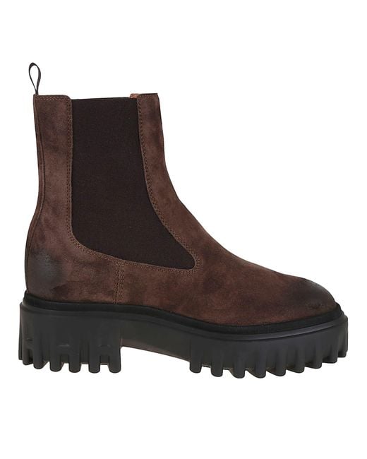 Hogan Brown H700 Suede Chelsea Boots