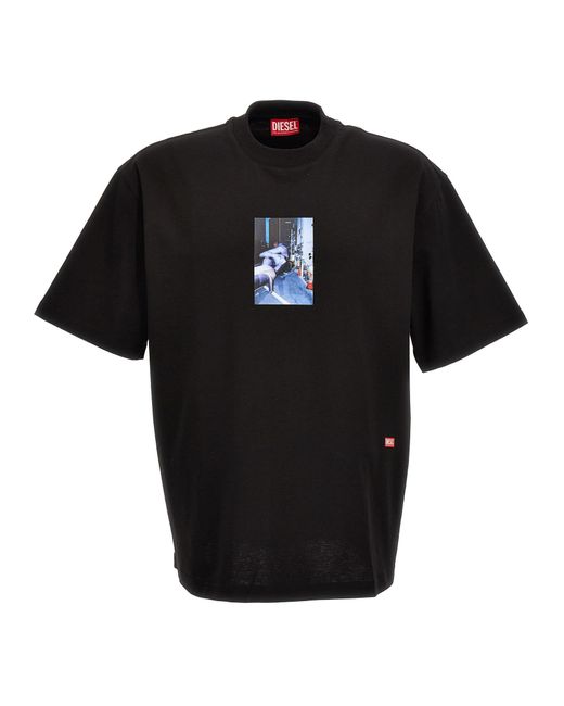 DIESEL Black T-wash T-shirt for men
