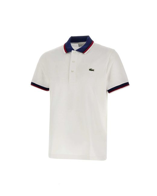 Lacoste White Cotton Piquet Polo Shirt for men
