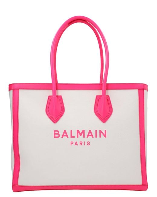 Balmain Cotton Logo Shopping Bag in Pink | Lyst