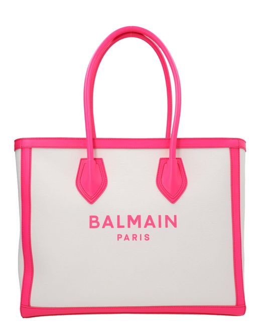 Balmain Cotton Logo Shopping Bag in Pink Lyst