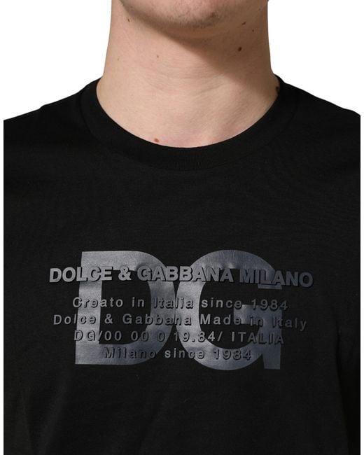 Dolce & Gabbana Black Logo Dg Print Cotton Crew Neck T-Shirt for men
