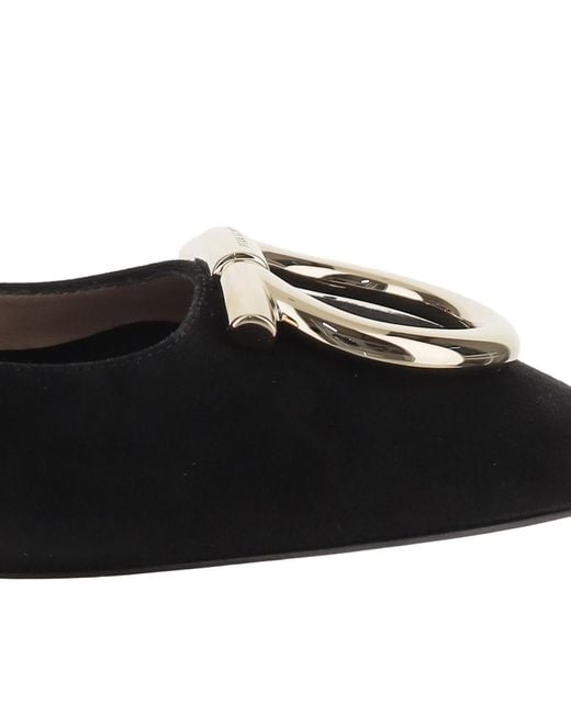 Ferragamo Black Ballerinas Marry2 Suede Upper: Goat Leather Ballerina Shoes