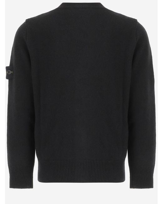 Stone Island Black Cardigan Wool-Blend for men