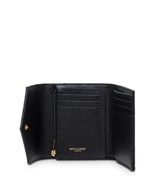 Saint Laurent Black Wallet Grain De Poudre Leather Calf