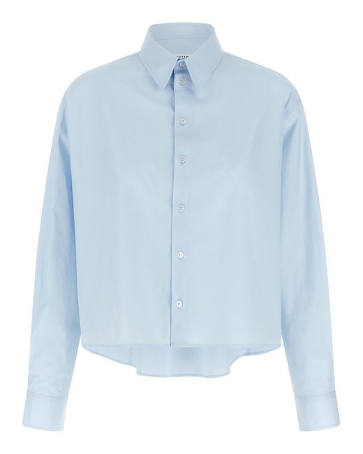 MM6 by Maison Margiela Blue Poplin Shirt Cotton Shirt, Blouse