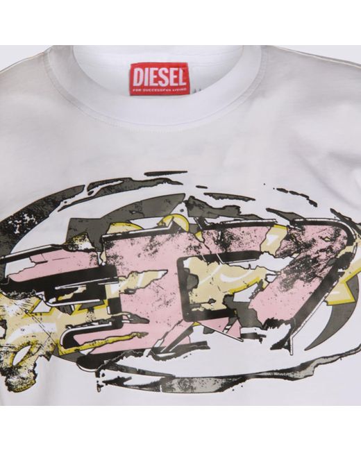 DIESEL White Cotton T-Shirt for men