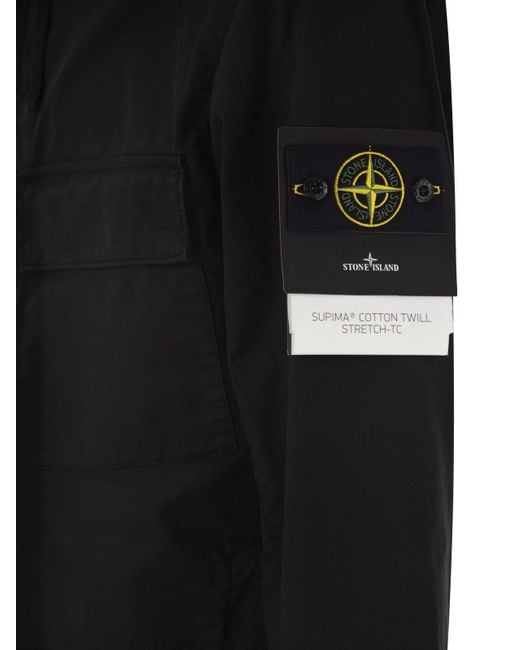 Stone Island Black Cotton Jacket With Pockets for men