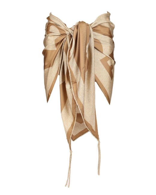 Ferragamo Natural Logo Printed Ruched Skirt Pareo