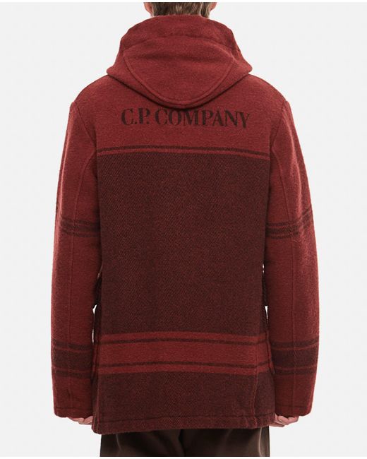 C P Company Red C.P. Duffel Garment Dyed Coat for men