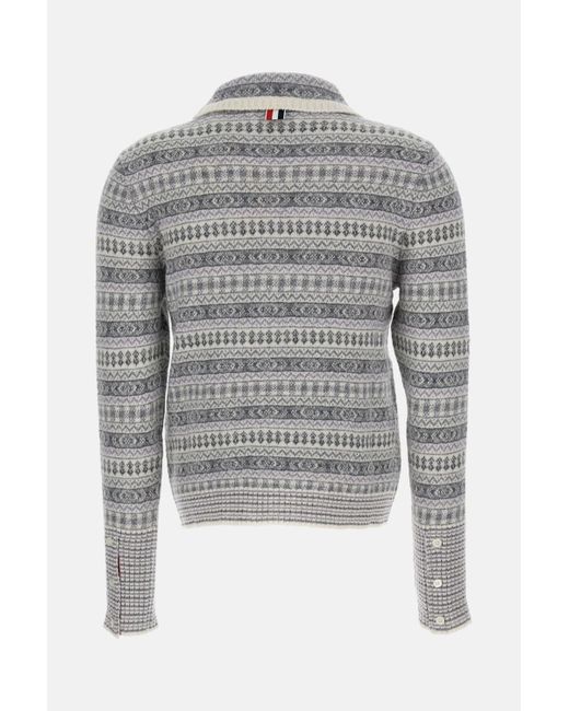 Thom Browne Gray Jacquard Pullover