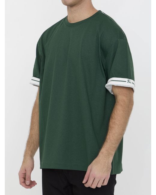 Burberry Green Cotton T-shirt for men