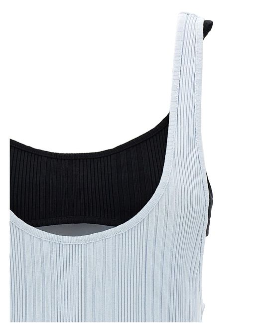 The Attico Blue Logo Ribbed Top