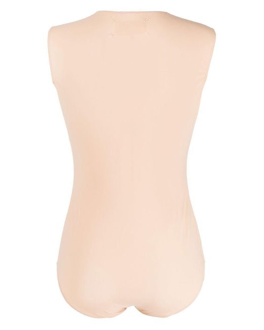 Maison Margiela Brown Seamless Bodysuit With High Neckline