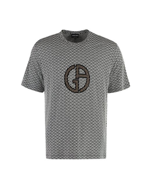 Giorgio Armani Gray Jacquard Knit T-shirt for men