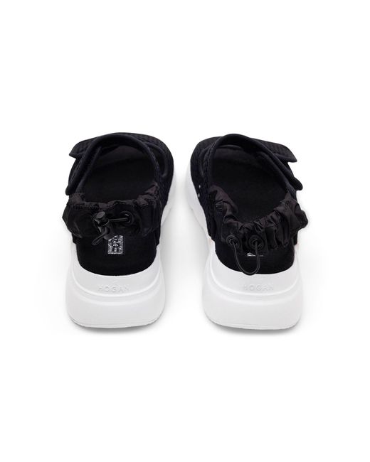 Hogan Black Touch-Strap Chunky Sandals