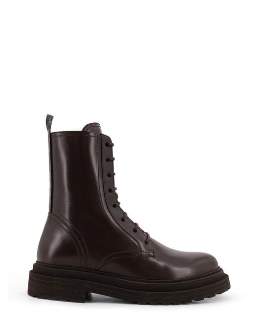 Brunello Cucinelli Black Leather Ankle Boots
