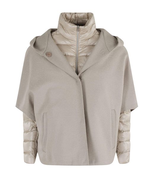 Herno Gray Cappa Con Cappuccio E Piumino