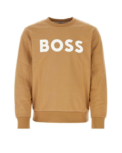 Boss Natural Camel Cotton Sweatshirt for men