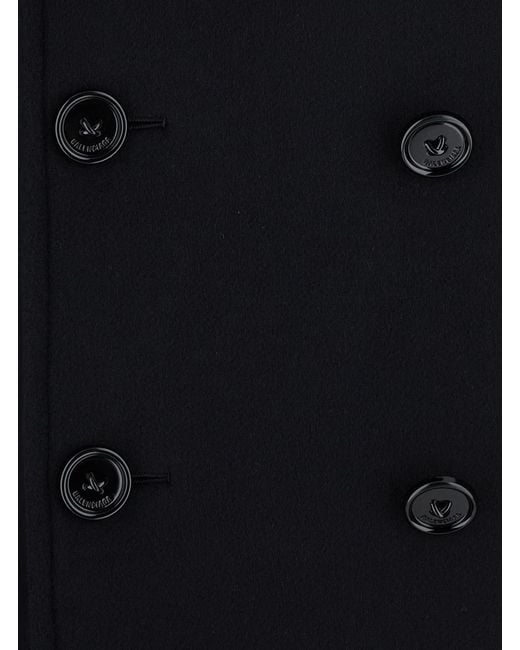 Balenciaga Black Coat Double-Breasted Cotton for men