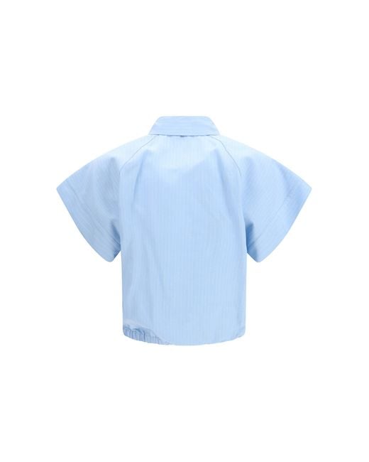 Jacob Cohen Blue Short-Sleeve Shirt Striped Viscose And Linen Canvas Viscose