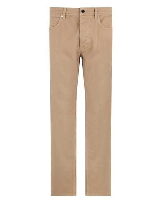 Stone Island Natural Trousers Straight Cut Cotton for men