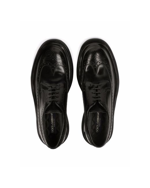 Dolce & Gabbana Black Leather Derbies for men