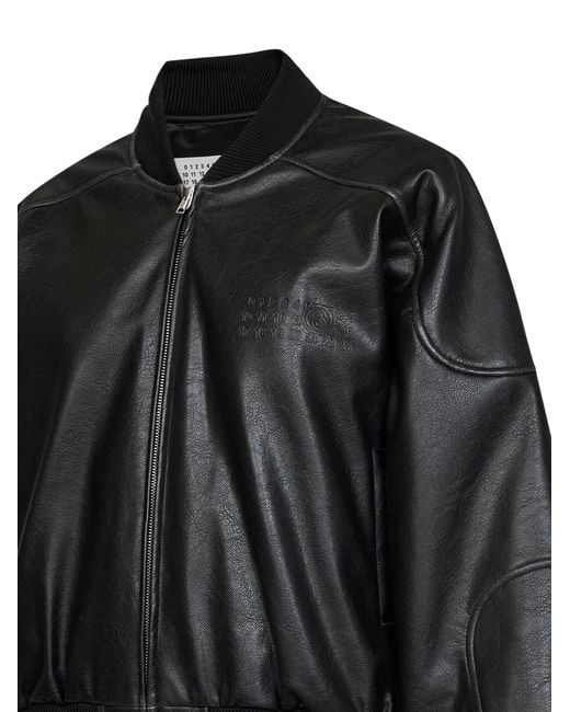 MM6 by Maison Margiela Black Faux Leather Oversized Bomber Jacket