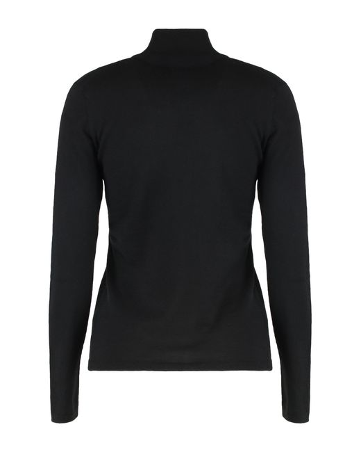Max Mara Black Cashmere Long-Sleeved High Collar Top Knitwear