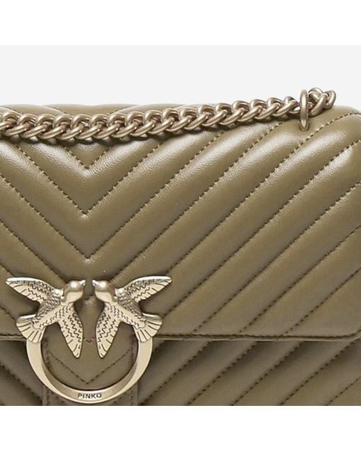 Pinko Green Shoulder Bag Love One Classic Leather