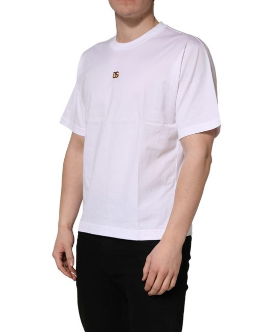 Dolce & Gabbana White Metal Dg Logo Cotton Short Sleeves T for men
