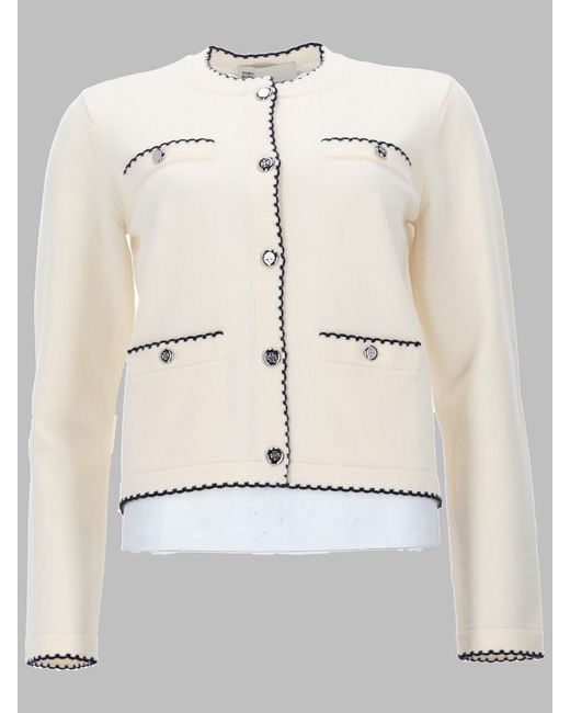 Tory Burch Natural Cardigan Kendra Wool Jumpers