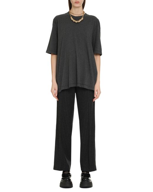 MICHAEL Michael Kors Black Pinstriped Wool Trousers Straight