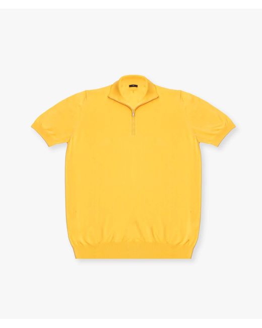 Larusmiani Yellow High Neck T-Shirt With Zip Sweater for men